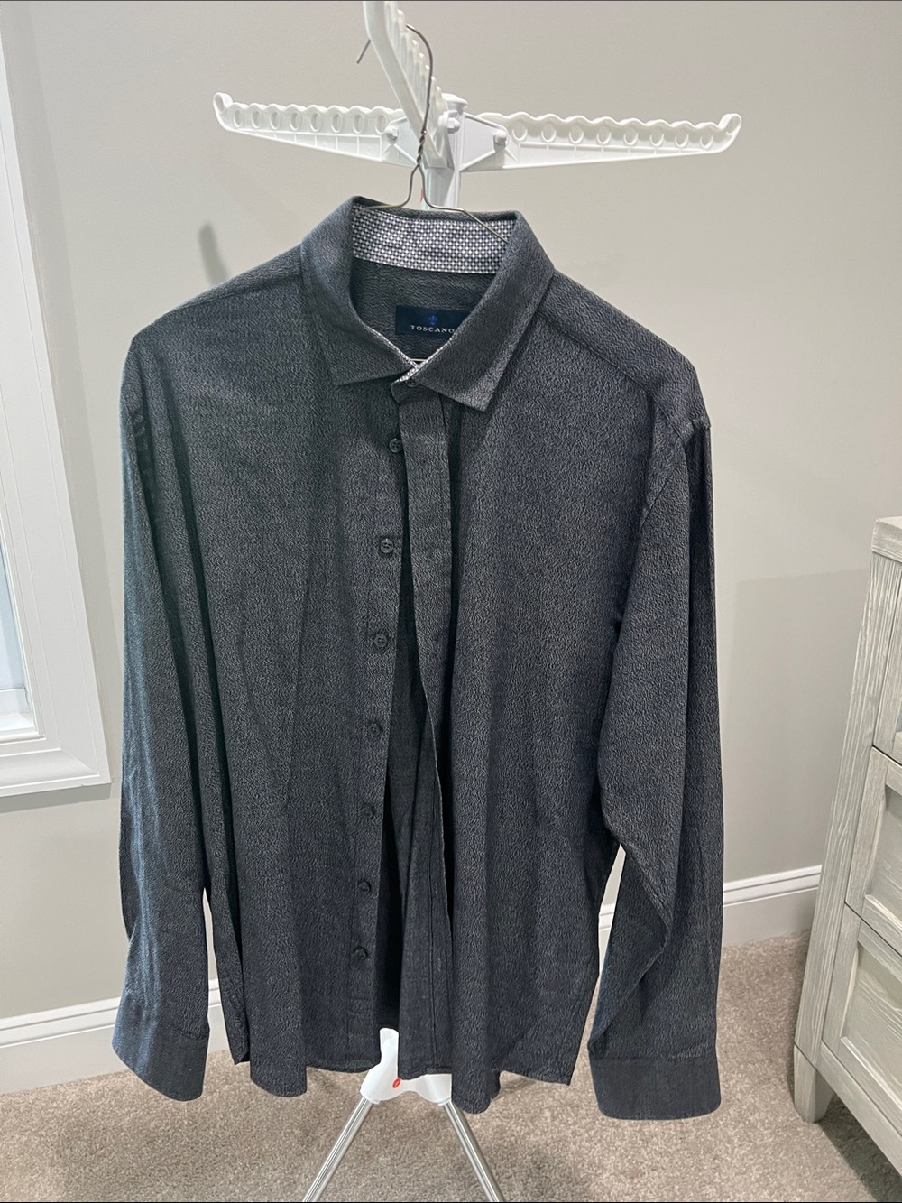 Toscano Classic Long-Sleeve Button-Down Shirt — Charcoal